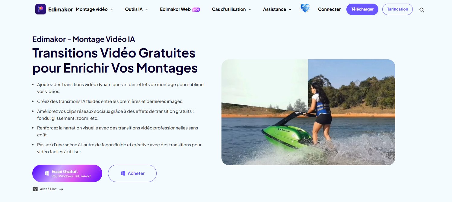 Ajout de transitions à une vidéo Setlog avec Edimakor