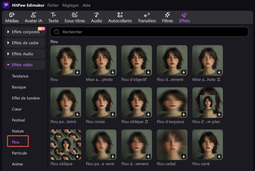 effets de flou pour les images et les vidéos