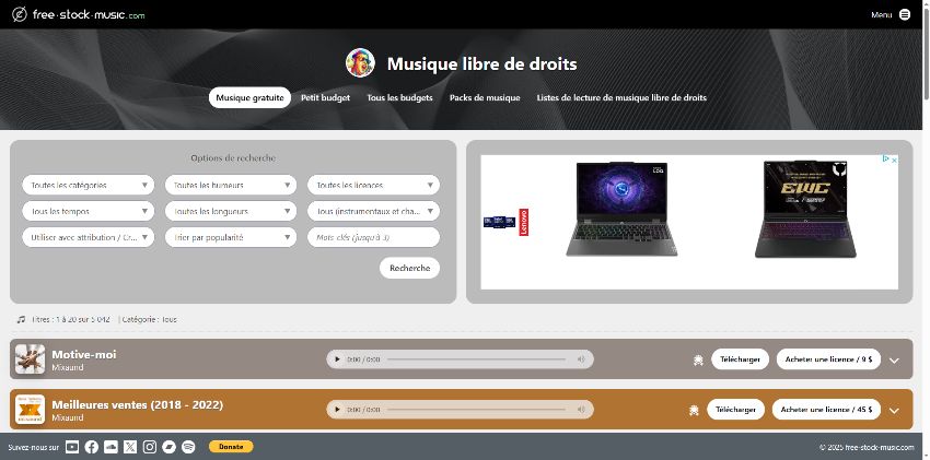 application de free stock music