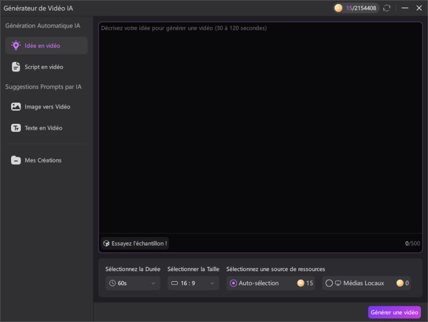 sélectionnez la méthode de génération de vidéos ia