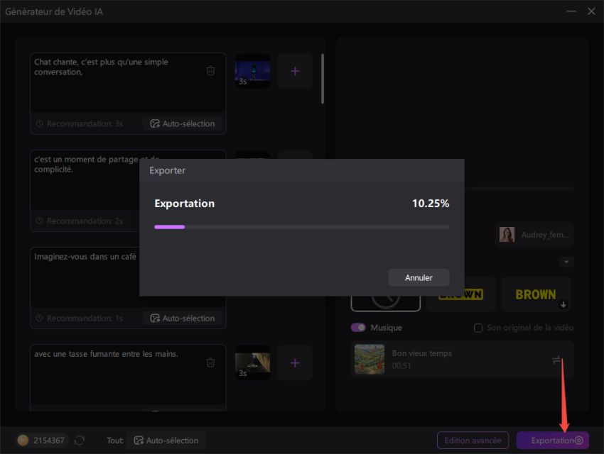 modifiez et exportez des vidéos ia avec Edimakor