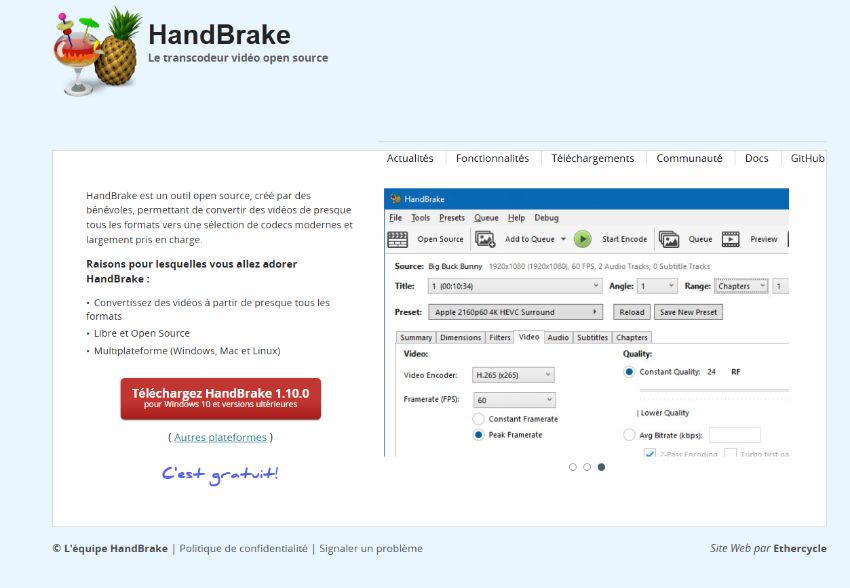 alternatives à FormatFactory pour Mac Handbrake