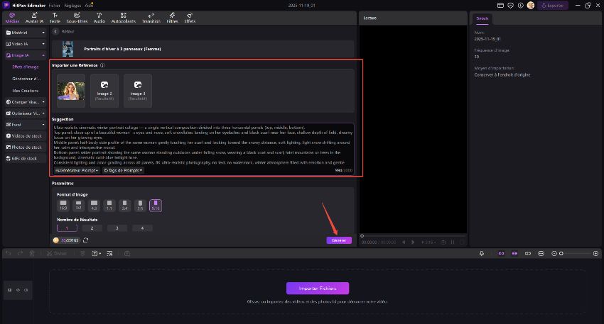 effet neige sur photo