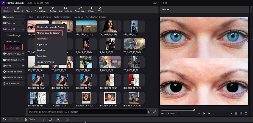 changer couleur des yeux photo