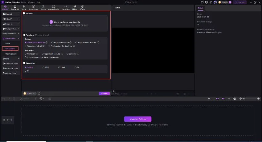 étape 3 : importer l’image et générer
