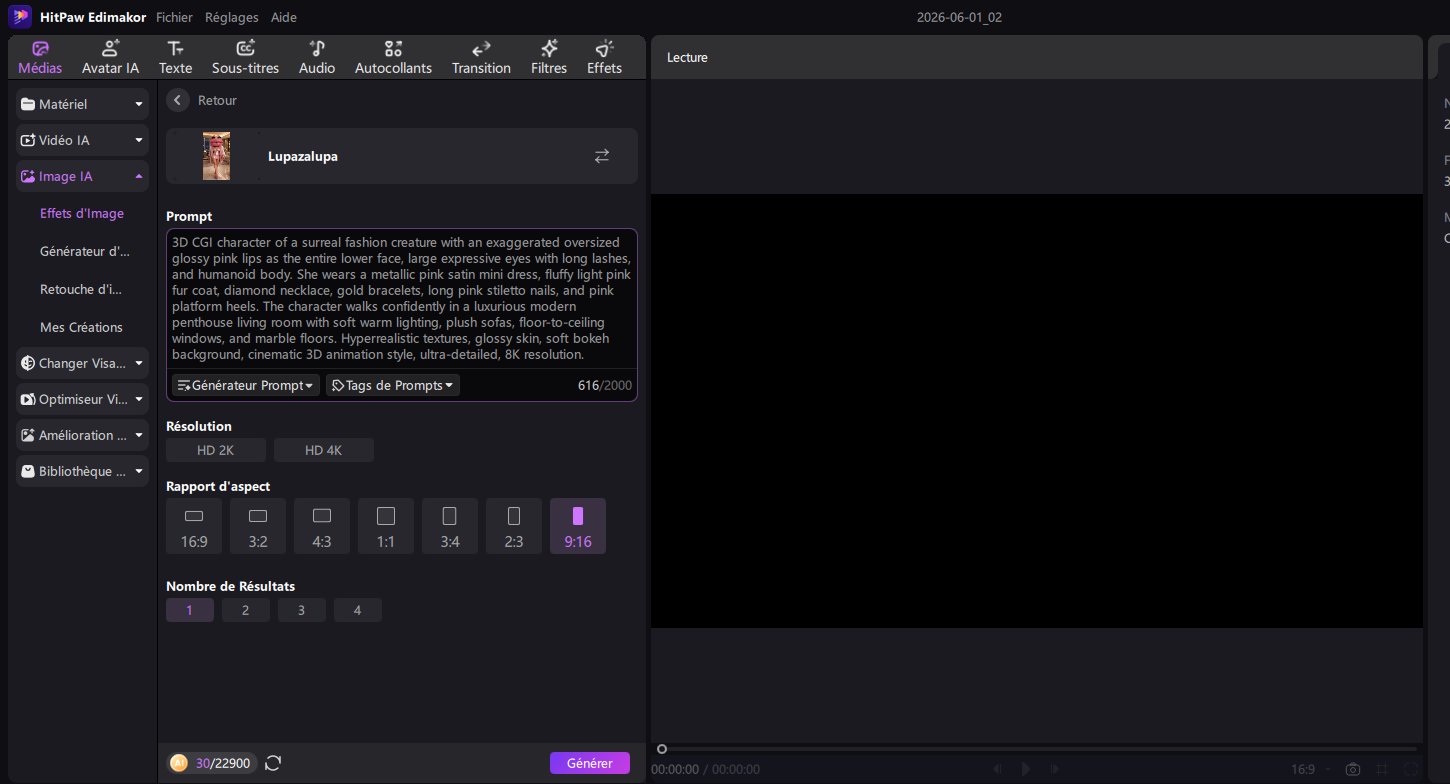 hitpaw edimakor ai image lupa zalupa génération de personnages 2