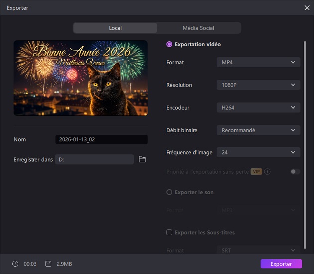 Créer une carte de Nouvel An avec un nom
