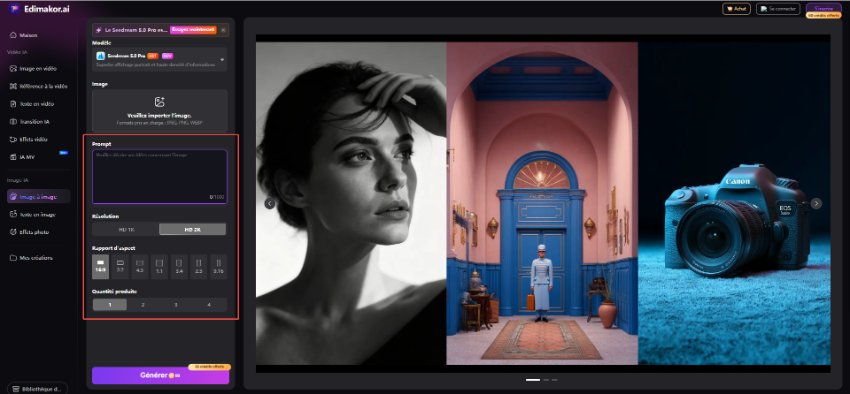 prompt Seedream 5.0 Pro et ajustez les paramètres de l'image
