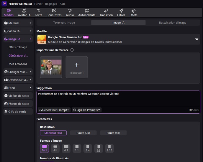 Transformer une photo en webtoon IA