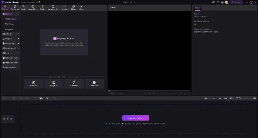 Edimakor importer fichiers