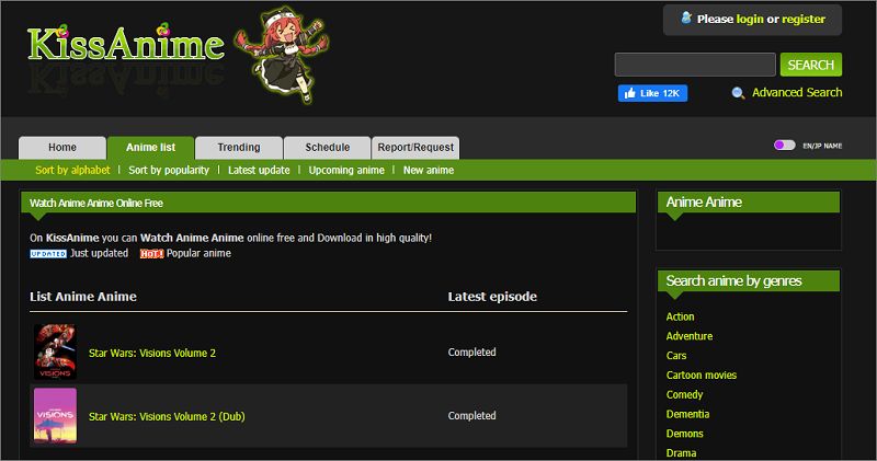 Site d'anime japonais