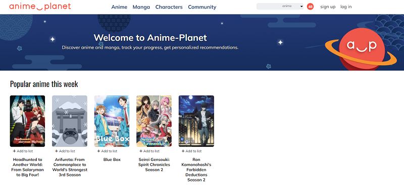 Site d'anime japonais