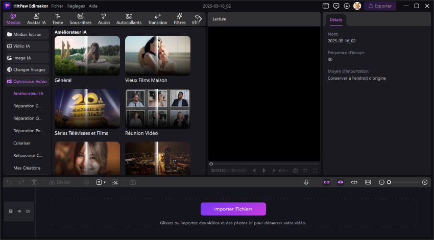 choisir le mode d'amélioration vidéo