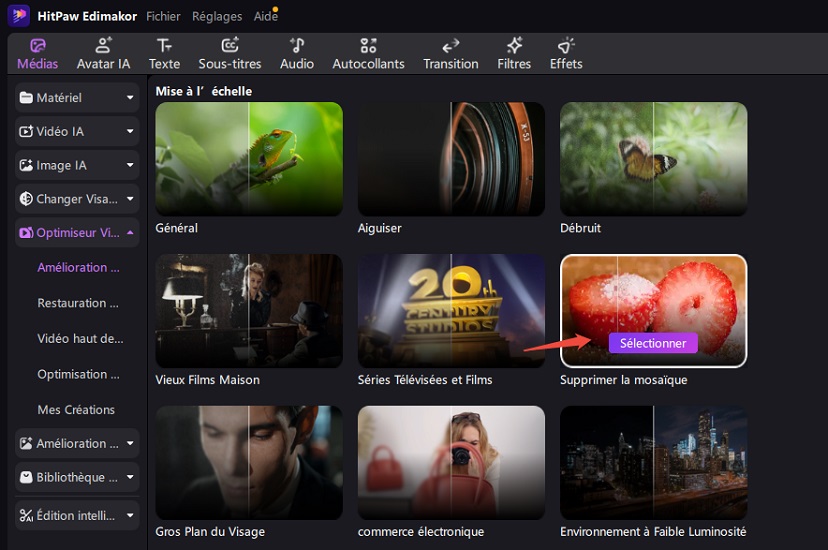 supprimer la mosaïque de l'application vidéo