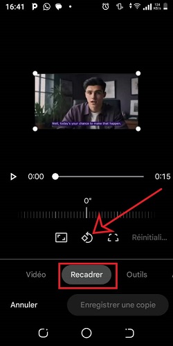 Choisir l’option Recadrer