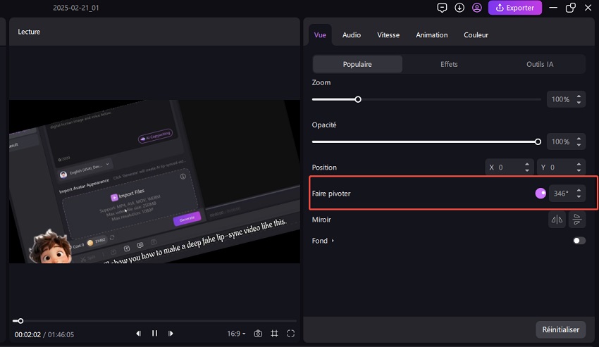 retourner vidéo dans windows media player 6