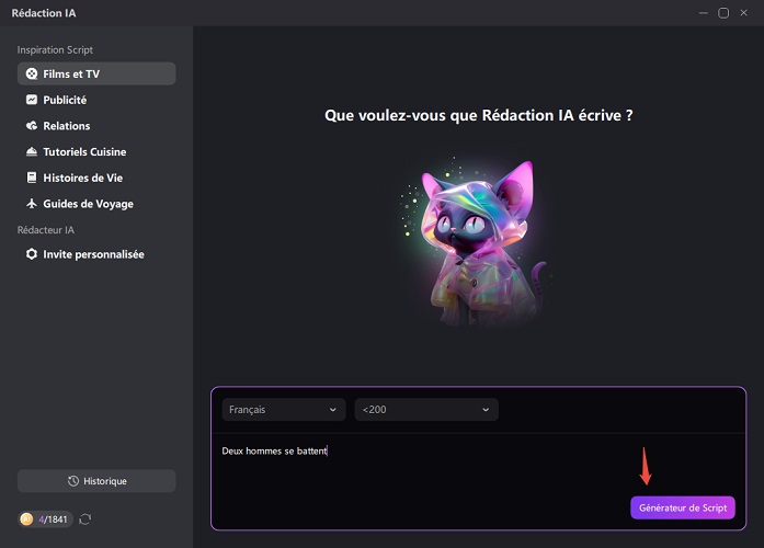 Générateur prompt vidéo IA chagpt