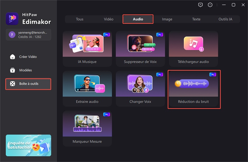 choisir la réduction du bruit depuis edimakor