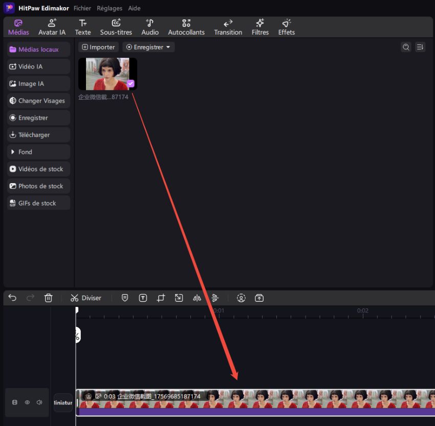 importer une vidéo dans Edimakor