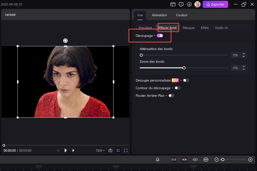 supprimer l'arrière-plan vidéo dans Edimakor