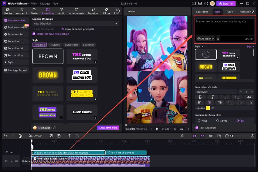 Edimakor code en dur et intègre les sous-titres à la vidéo