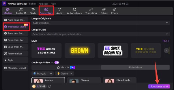 Configurez le japonais dans le panneau de traduction vidéo Edimakor.