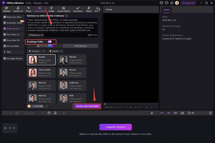 coller word en sous-titre