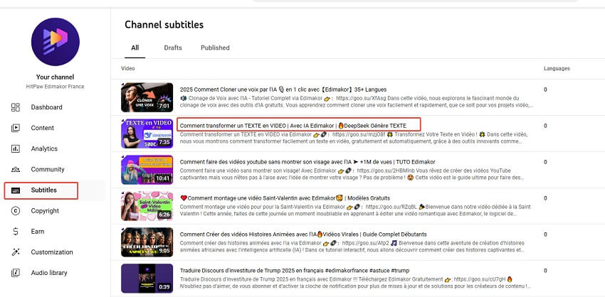 Méthode de conversion du texte d'une vidéo YouTube