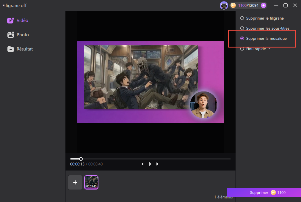 Step 2: Remove Mosaic with AI