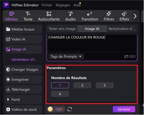 Définir le nombre d’images à générer