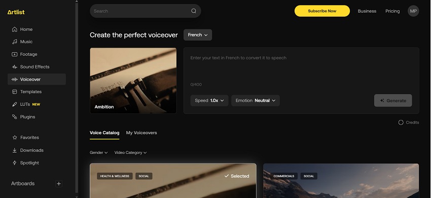 Outil de synthèse vocale française en ligne