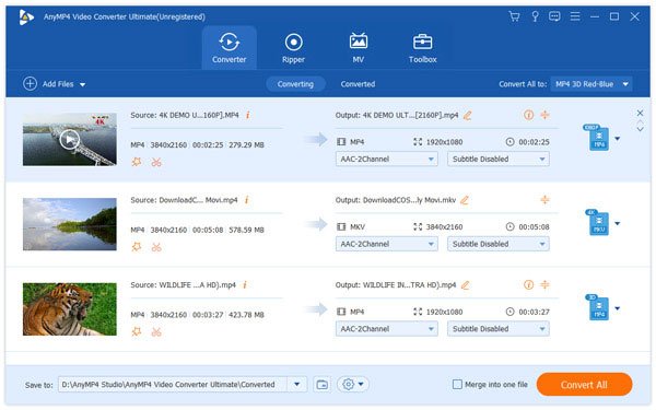logiciel convertir webm en mp4 AnyMP4 Convertisseur Vidéo Ultimate