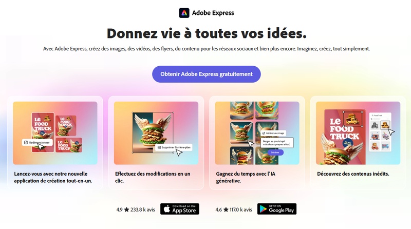 Adobe Express faire un film avec des photos et musique