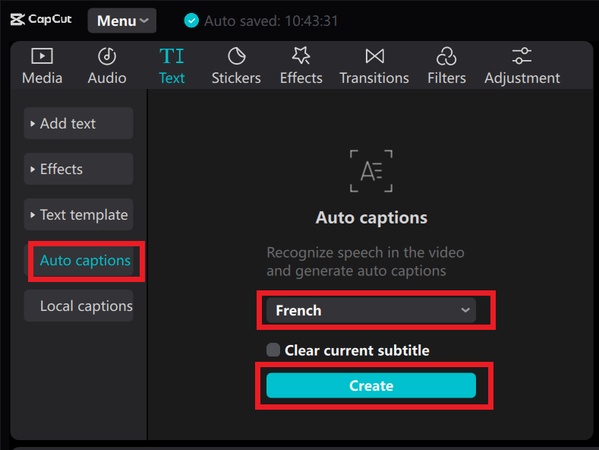 sous-titre automatique capcut français