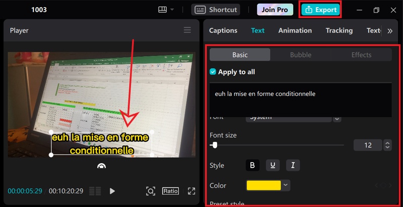 Créer des sous titre automatique capcut