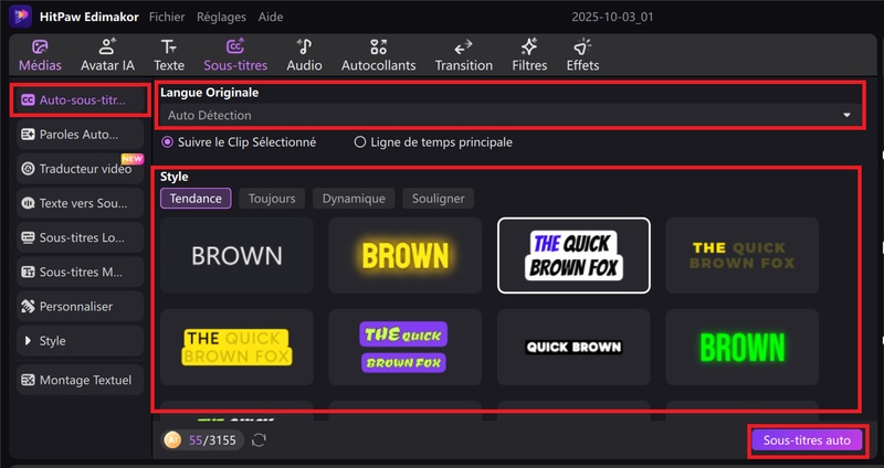 Créer des sous titre automatique Edimakor
