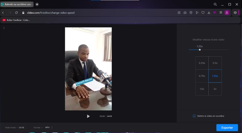 accélérer une vidéo sur Clideo
