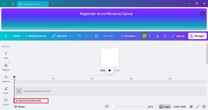 ajouter musique sur video canva