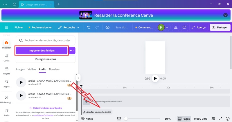 ajouter musique sur video canva