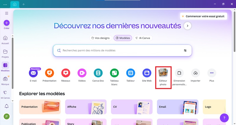 canva modifier photo