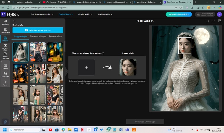 changer de visage sur une photo avec MyEdit