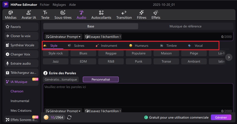 créer une chanson avec Edimakor