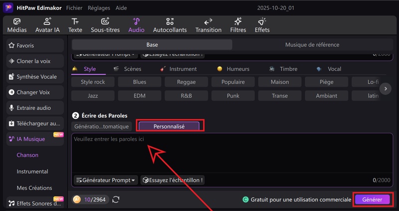 créer une chanson avec Edimakor