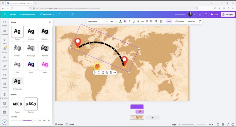 créer une carte animée pour vos vidéos de voyage Canva