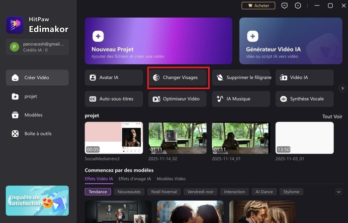 deepfake photo en ligne gratuit Edimakor changer visage