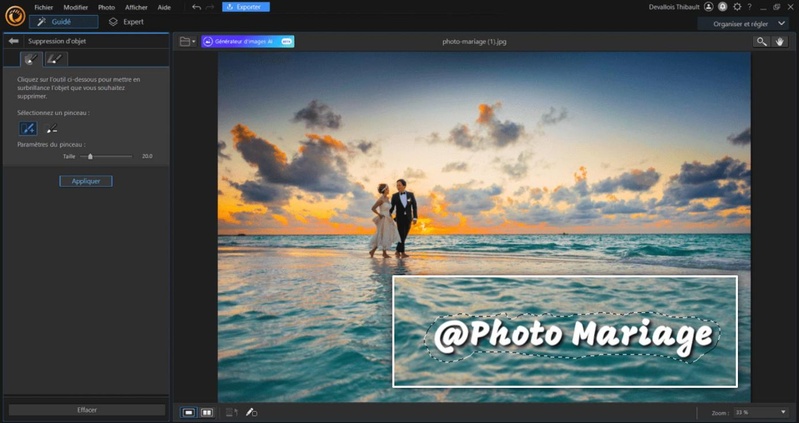 enlever logo sur photo avec fotor