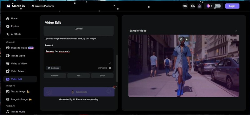 enlever un filigrane sur une vidéo avec media.io