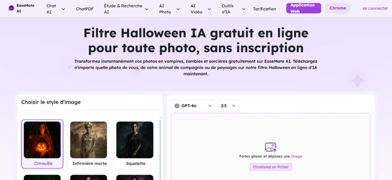 filtre halloween photo en ligne EaseMate IA