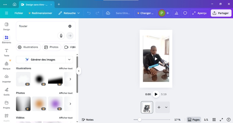 comment flouter vidéo canva