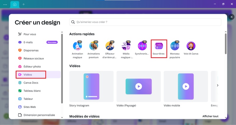 ajouter sous titre video canva